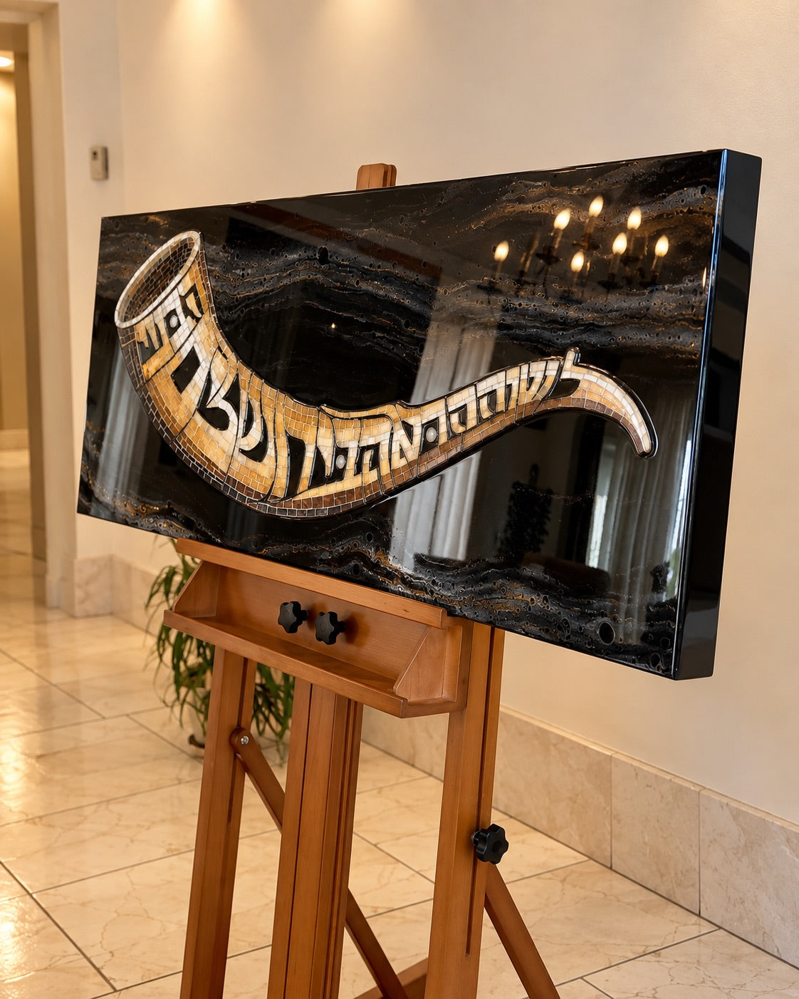 The Shofar-  לשנה הבאה בירושלים הבנויה - Mosaic on Resin